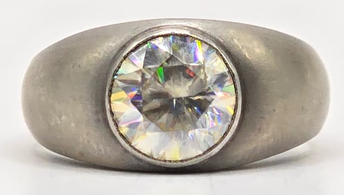 14K White Gold White Sapphire Statement Ring