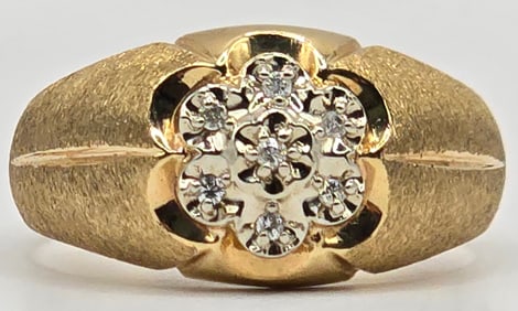 10K Yellow Gold Diamond Cluster Ring