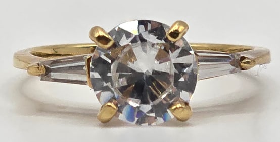 Ladies 14K Yellow Gold 2ct CZ Center Stone Engagement Ring