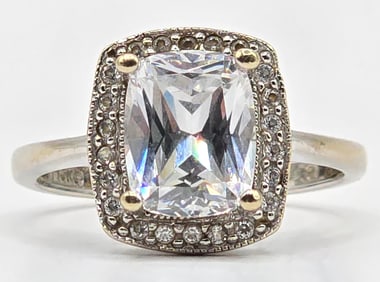 Ladies 14K White Gold White Sapphire Dinner Ring