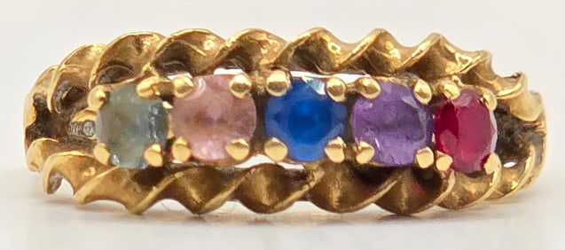 Ladies 10K Yellow Gold Multi-Gemstone Band