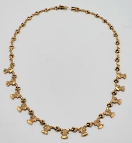 Ladies Vintage 18K Yellow Gold Bellflower Necklace