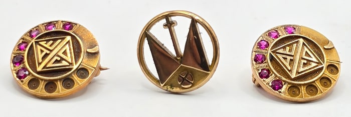 Mixed Lot Of Three 10K Yellow Gold Service Pins