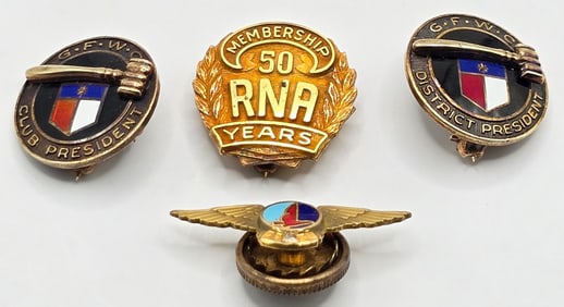 Mixed Lot Of Four 10K Yellow Gold Service Pins