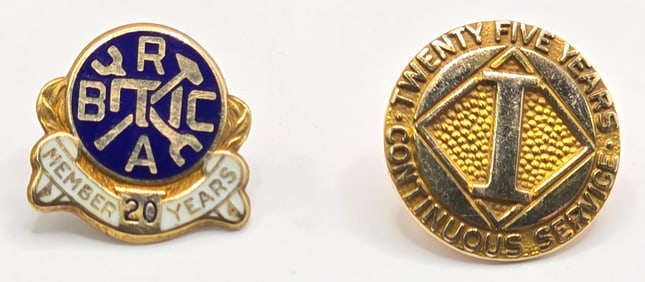 Pair Of 14K Yellow Gold Service Pins