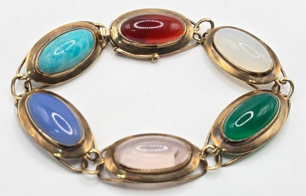 Ladies Vintage 8K Yellow Gold Multi-Gemstone Bracelet