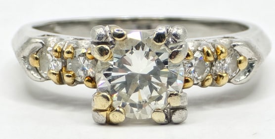 Vintage Ladies Platinum 1 Carat Diamond Engagement Ring