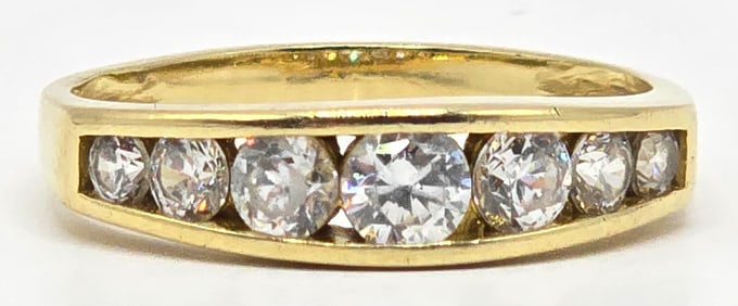 14K Yellow Gold White Sapphire Wedding Band