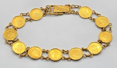 Vintage 22K Yellow Gold Coin Bracelet