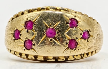 Vintage 14K Yellow Gold Ruby Cocktail Ring