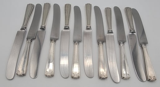 12 Pc. Gorham "Etruscan" 8-7/8" Sterling Handle Dinner Knives