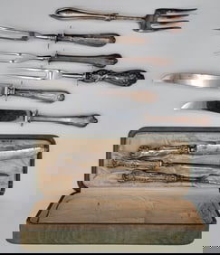 (9) Large Sterling Silver Handle Flatware Serving Pieces