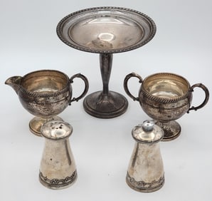 Lot Of 5 Mixed Sterling Silver Weighted Holloware Items