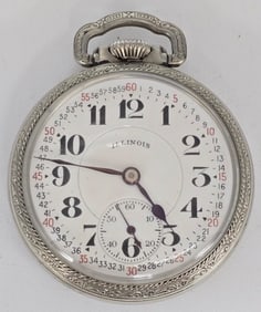 1928 Illinois Bunn Special Type III 60 Hour Railroad Grade Open Face Pocket Watch