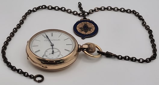 14K Gold 1887 Elgin Grade 4 Hunting Case M.C.R.R. Pocket Watch