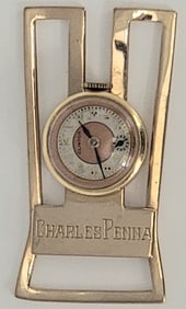 14K Yellow Gold Watch Money Clip Owned By PGA Golfer Charles Penna
