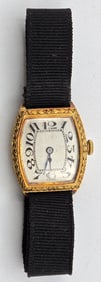 Vintage Ladies Swiss Jurassia 14K Yellow Gold Art Deco Wristwatch