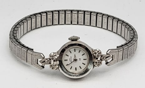 Vintage Lady Hamilton 14K White Gold Diamond Wristwatch
