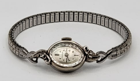 Vintage Ladies Longines 14K White Gold Diamond Wristwatch