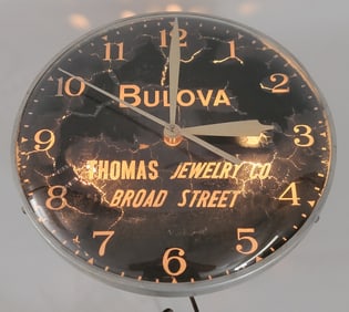 Unmarked Swihart Bulova Thomas Jewelry Lighted Advertising Clock