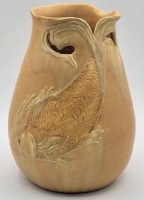 Ephraim Faience Art Pottery Koi Fish Vase