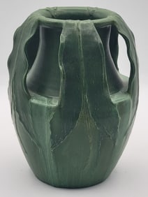 Ephraim Faience Art Pottery Woodland Arrow Root Vase