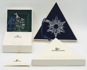 Swarovski Crystal 1994 & 1998 Snowflake Ornaments