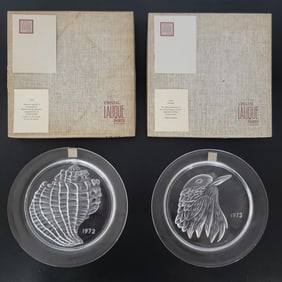 1972 & 1973 Lalique Crystal Annual Plates NIB
