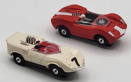 Aurora T-Jet White Chaparral & Red Alfa Romeo HO Scale Slot Cars