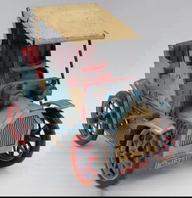 Vintage Modern Toys Tin Litho Wind-Up Car With Lever Action