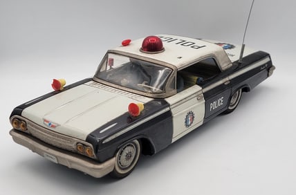 Vintage Japan Tin Litho Chevrolet Impala Battery Operated Police Car