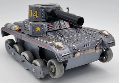Vintage Japan Modern Toys Tin Litho Wind-Up M-34 Tank