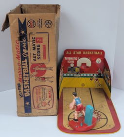 Vintage Marx-O-Matic Tin Litho Basketball Game