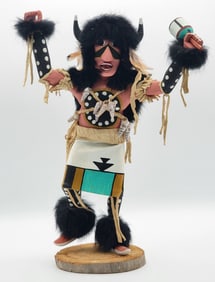 Vintage Native American "Black Buffalo" Kachina Doll Signed G. Largo