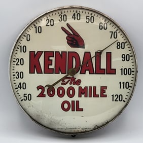 Vintage Kendall The 2000 Mile Oil Thermometer Advertising Sign