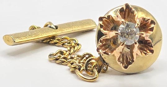 Men's 10K Yellow Gold Diamond Tie Tack