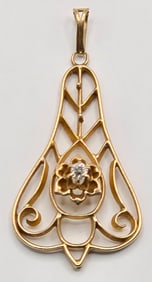 10K Yellow Gold Diamond Filigree Pendant