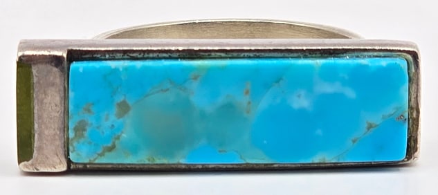 Ladies Sterling Silver DTR Jay King Turquoise Bar Band Ring