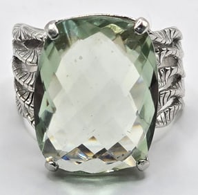 Sterling Silver 15 Ct. Brazilian Prasiolite Ring