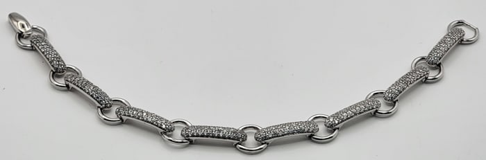 Ladies Sterling Silver Open Link CZ Bracelet