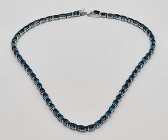 Ladies Sterling Silver 57 CTTW London Blue Topaz Necklace