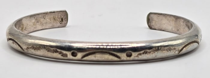 Vintage Sterling Silver Native American Etched Cuff Bracelet