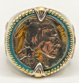 Men's Sterling Silver Buffalo Nickel Coin Ring