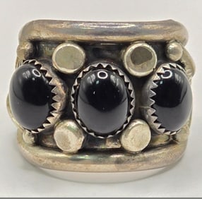 Vintage Navajo T. Billie Sterling & Onyx Men's Ring