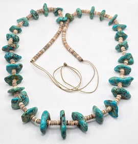Vintage Large Turquoise & Shell Necklace