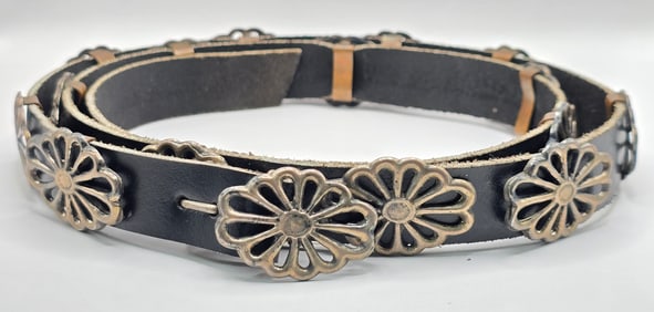 Sterling Silver Navajo Native American Concho Belt