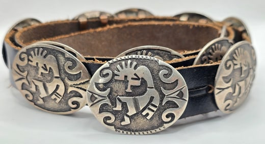 Sterling Silver Navajo Native American Kokopelli Concho Belt