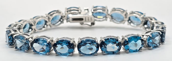 Ladies Sterling Silver Blue Topaz Bracelet