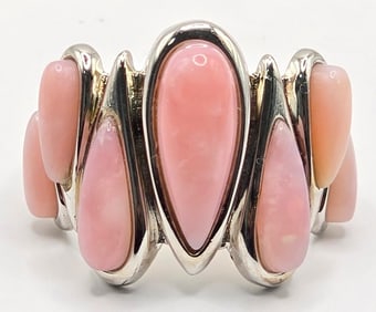Ladies Sterling Silver Peruvian Pink Opal Ring