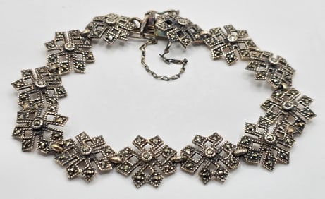 Vintage Sterling Silver Marcasite Bracelet